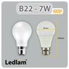 Ledlam B22 600BP 7W LED Bulb Dimensions 1