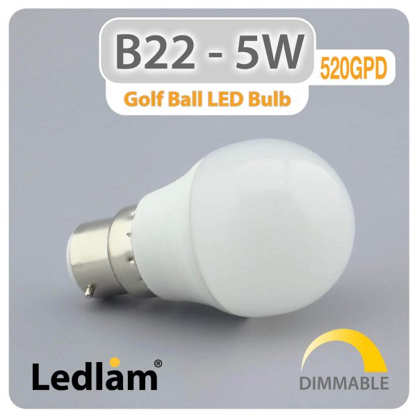 Ledlam B22 LED Golf Ball Bulb 5W 520GPD dimmable 01 1