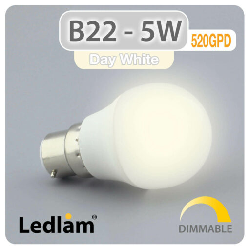 Ledlam B22 LED Golf Ball Bulb 5W 520GPD dimmable Day White 31235 1
