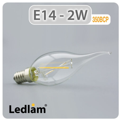Ledlam E14 350BCP 2W LED Filament Bent Candle Bulb 01 1