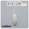 Ledlam E14 350BCP 2W LED Filament Bent Candle Bulb 02 1
