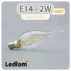 Ledlam E14 350BCP 2W LED Filament Bent Candle Bulb Day White 30523 1