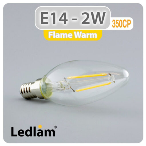 Ledlam E14 350CP 2W LED Filament Candle Bulb Flame Warm 30427 1
