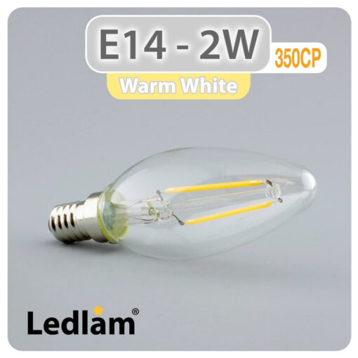 Ledlam E14 350CP 2W LED Filament Candle Bulb Warm White 30425 1