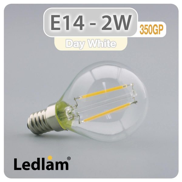 Ledlam E14 350GP 2W LED Filament Golf Ball Bulb Day White 30634 1