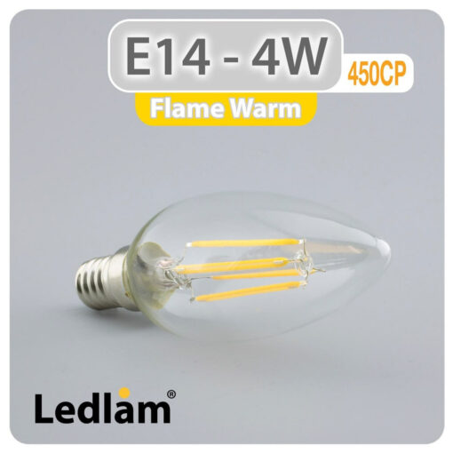 Ledlam E14 450CP 4W LED Filament Candle Bulb Flame Warm 30420 1