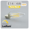 Ledlam E14 450CPD 4W LED Filament Candle Bulb dimmable Flame Warm 30626 1