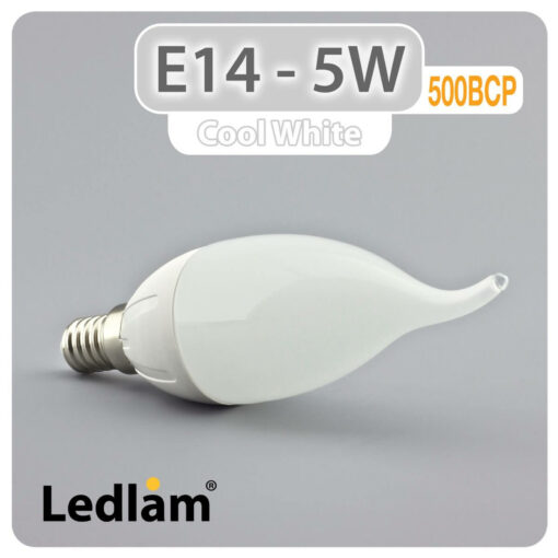 Ledlam E14 500BCP 5W LED Bent Candle Bulb Cool White 30255 1