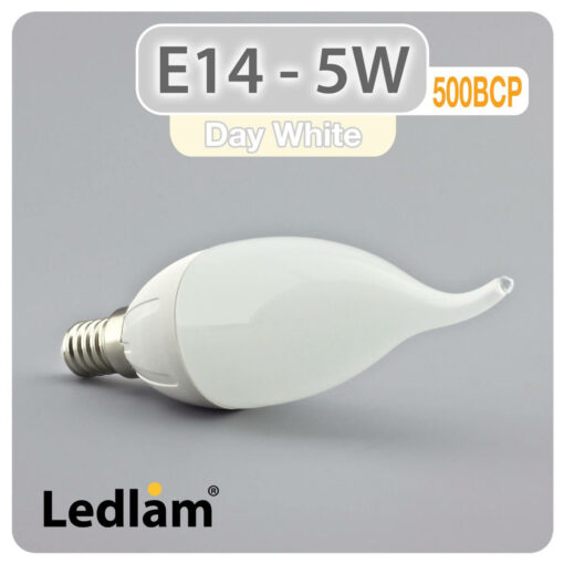 Ledlam E14 500BCP 5W LED Bent Candle Bulb Day White 30253 1