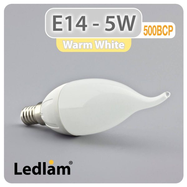 Ledlam E14 500BCP 5W LED Bent Candle Bulb Warm White 30254 1