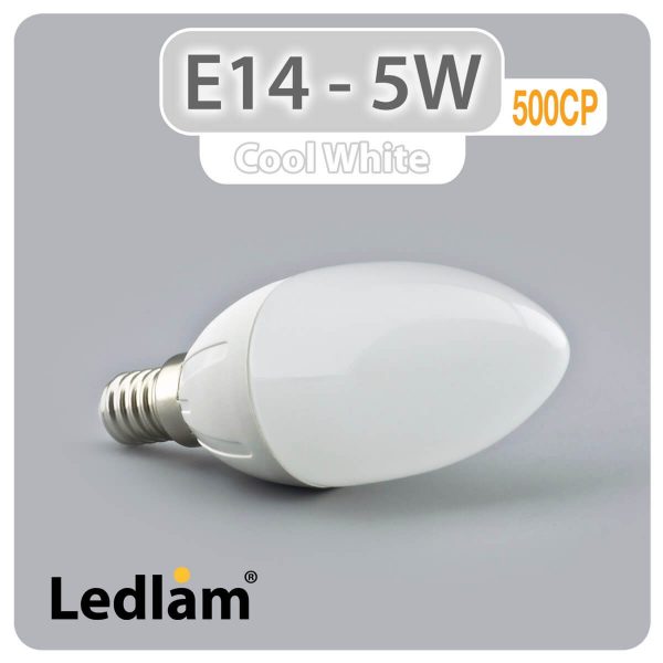 Ledlam E14 500CP 5W LED Candle Bulb Cool White 30258 1