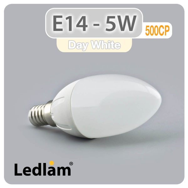 Ledlam E14 500CP 5W LED Candle Bulb Day White 30257 1