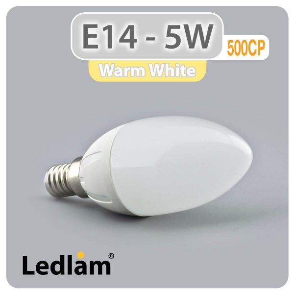 Ledlam E14 500CP 5W LED Candle Bulb Warm White 30256 1