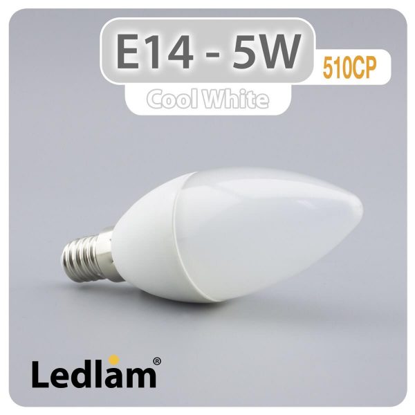 Ledlam E14 LED Candle Bulb 5W 510CP Cool White 30967 1