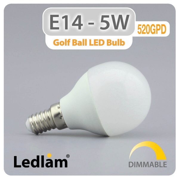 Ledlam E14 LED Golf Ball Bulb 5W 520GPD dimmable 02 1
