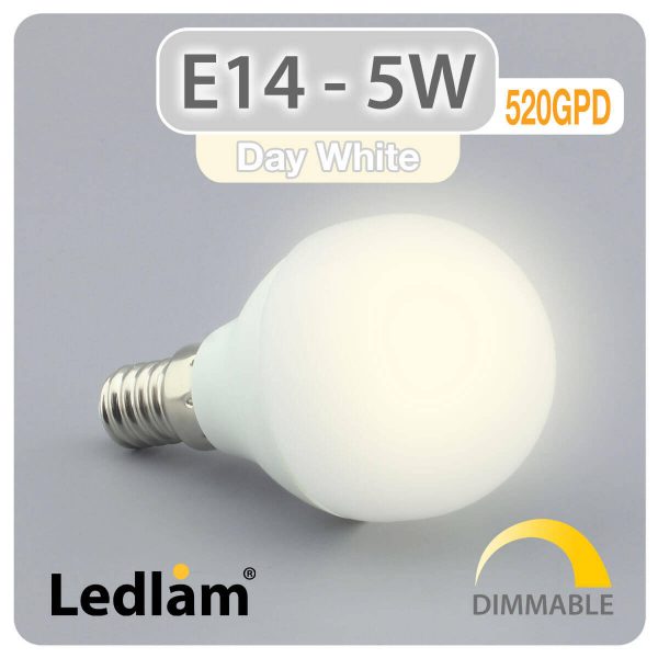 Ledlam E14 LED Golf Ball Bulb 5W 520GPD dimmable Day White 31239 1