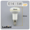 Ledlam E14 R50 LED Reflector Bulb 5W 520RP Dimensions 1