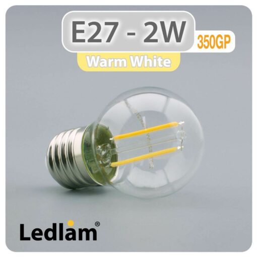 Ledlam E27 350GP 2W LED Filament Golf Ball Bulb Warm White 30638 1