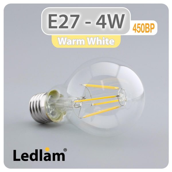 Ledlam E27 450BP 4W LED Filament Bulb Warm White 30422 1