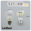 Ledlam E27 450BPD 4W LED Filament Bulb dimmable Dimensions 1