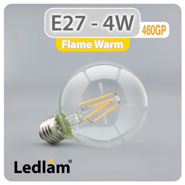 Ledlam E27 460GP 4W G95 LED Filament Bulb Flame Warm 30645 1