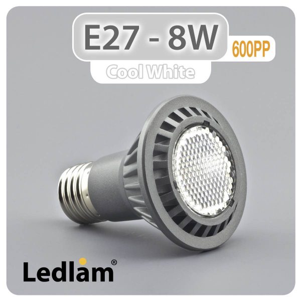 Ledlam E27 600PP 8W LED PAR20 Reflector Bulb Cool White 30321 1