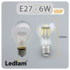 Ledlam E27 650BP 6W LED Filament Bulb Dimensions 1