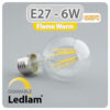 Ledlam E27 650BPD 6W LED Filament Bulb dimmable Flame Warm 30630 1