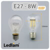 Ledlam E27 850BP 8W LED Filament Bulb Dimensions 1