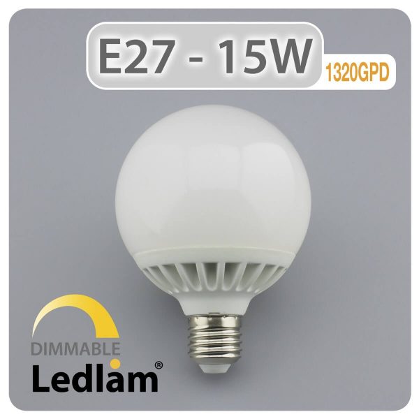 Ledlam E27 G95 LED Globe Bulb 15W 1320GPD dimmable 02 1