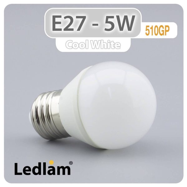 Ledlam E27 LED Golf Ball Bulb 5W 510GP Cool White 30973 1