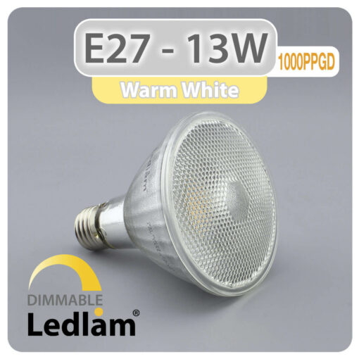 Ledlam E27 PAR30 LED Reflector Bulb 13W 1000PPGD dimmable Warm White 31191 1