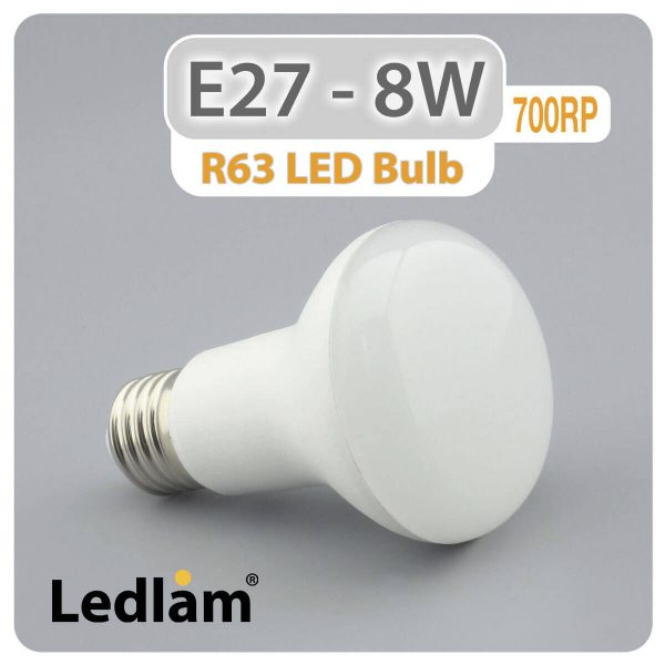 Ledlam E27 R63 LED Reflector Bulb 8W 700RP 01 1