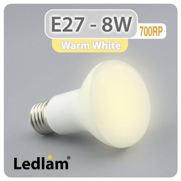 Ledlam E27 R63 LED Reflector Bulb 8W 700RP Warm White 31259 1