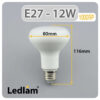 Ledlam E27 R80 LED Reflector Bulb 12W 1000RP Dimensions 1