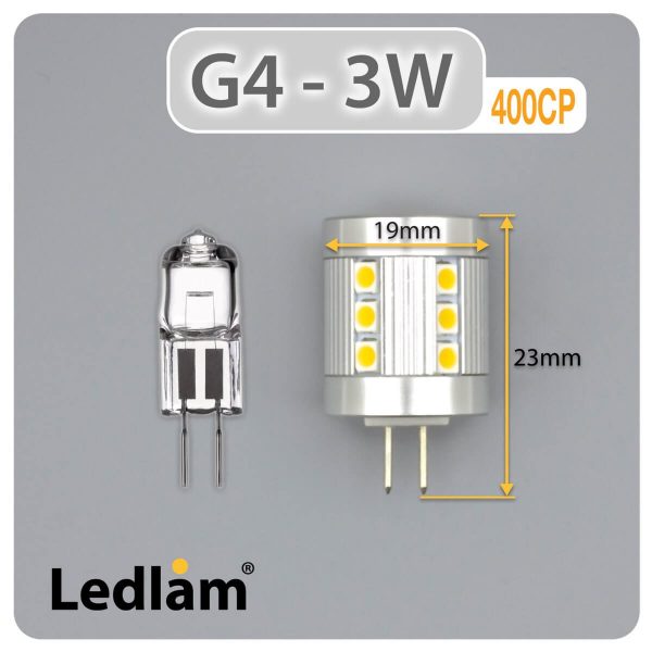 Ledlam G4 400CP 3W LED Capsule Bulb Dimensions