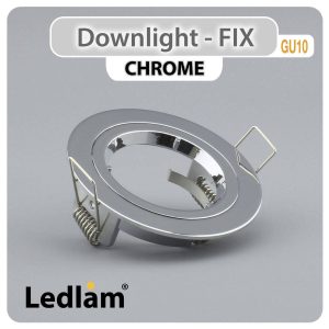 Ledlam GU10 Downlight Cast Aluminium Fix Twist Lock Chrome 30352 01