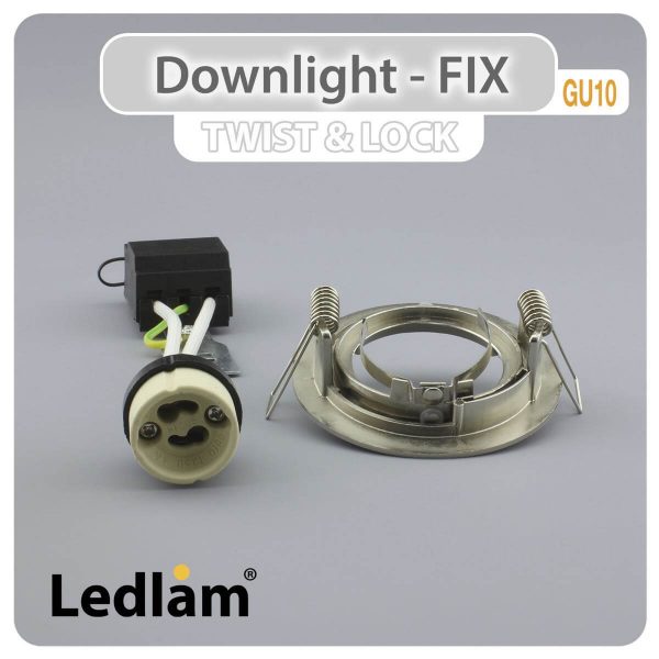 Ledlam GU10 Downlight Cast Aluminium Fix Twist Lock Chrome 30352 02