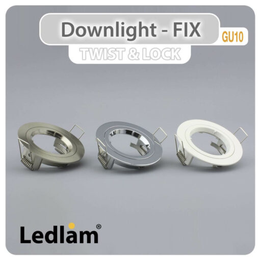 Ledlam GU10 Downlight Cast Aluminium Fix Twist Lock Chrome 30352 Dimensions