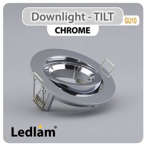 Ledlam GU10 Downlight Cast Aluminium Tilt Twist Lock Chrome 30949 01