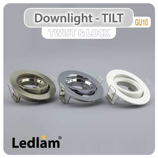 Ledlam GU10 Downlight Cast Aluminium Tilt Twist Lock Chrome 30949 Dimensions