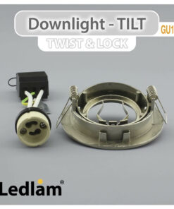 Ledlam GU10 Downlight Cast Aluminium Tilt Twist Lock Satin Chrome 30951 02