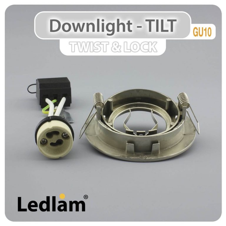 Ledlam GU10 Downlight Cast Aluminium Tilt Twist Lock Satin Chrome 30951 01