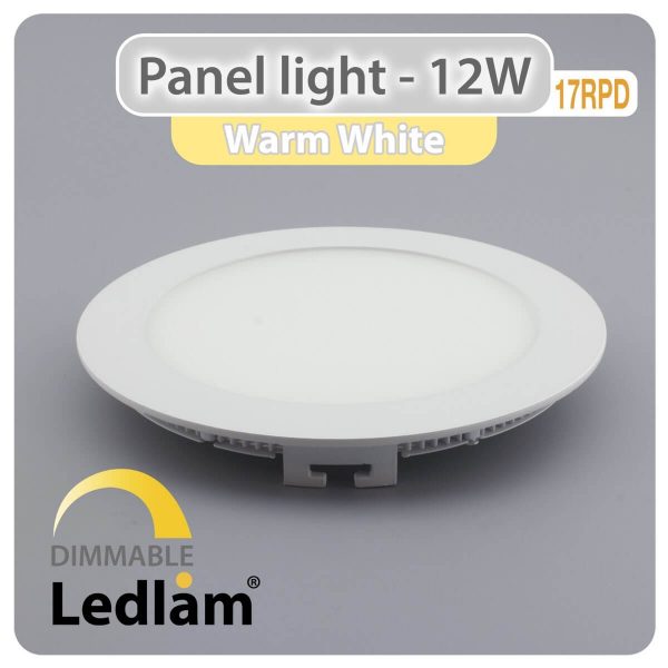 Ledlam LED Panel Light 12W Round 17RPD dimmable Warm White 30400