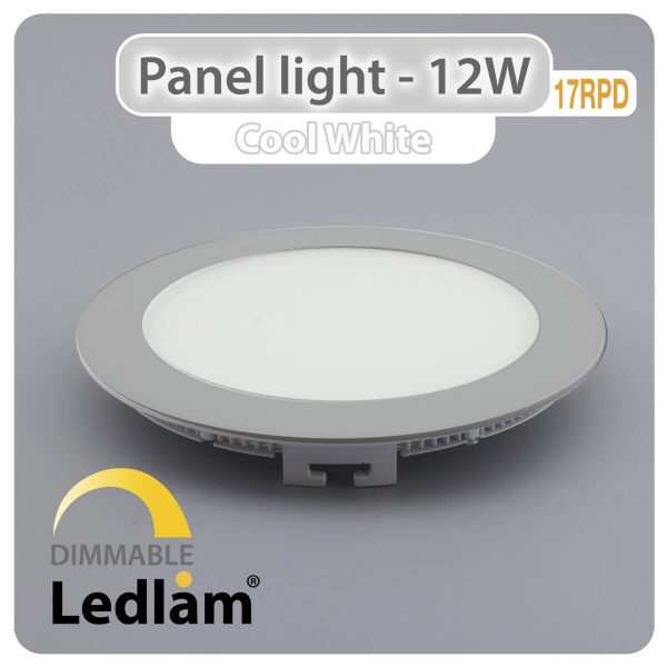 Ledlam LED Panel Light 12W Round 17RPD silver dimmable Cool White 30563