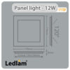 Ledlam LED Panel Light 12W Square 1717SP silver Dimensions