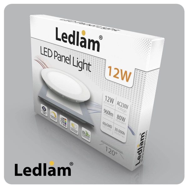 Ledlam LED Panel Light 12W Square 1717SPD silver dimmable 06