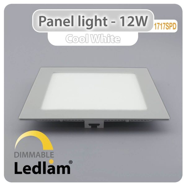 Ledlam LED Panel Light 12W Square 1717SPD silver dimmable Cool White 30557