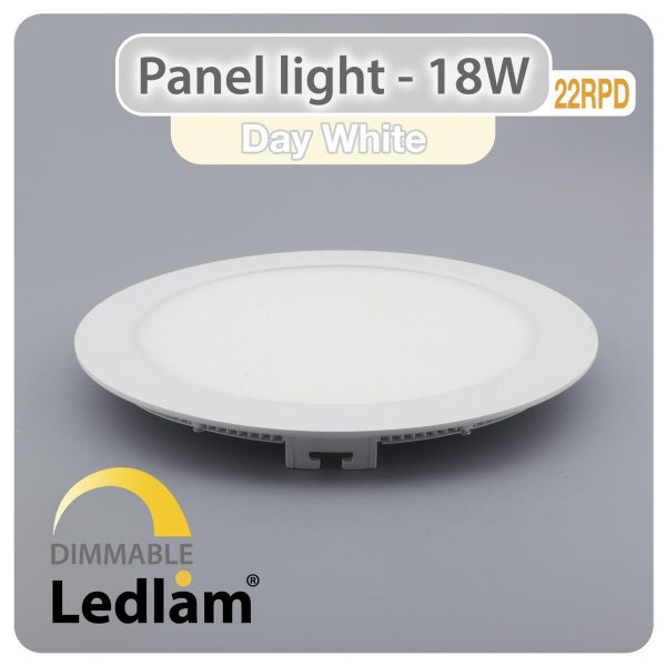 Ledlam LED Panel Light 18W Round 22RPD dimmable Day White 30395
