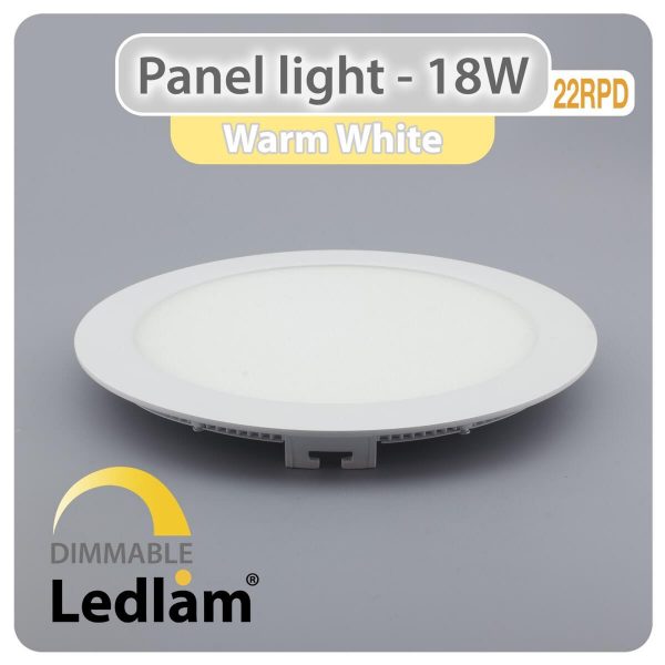 Ledlam LED Panel Light 18W Round 22RPD dimmable Warm White 30394